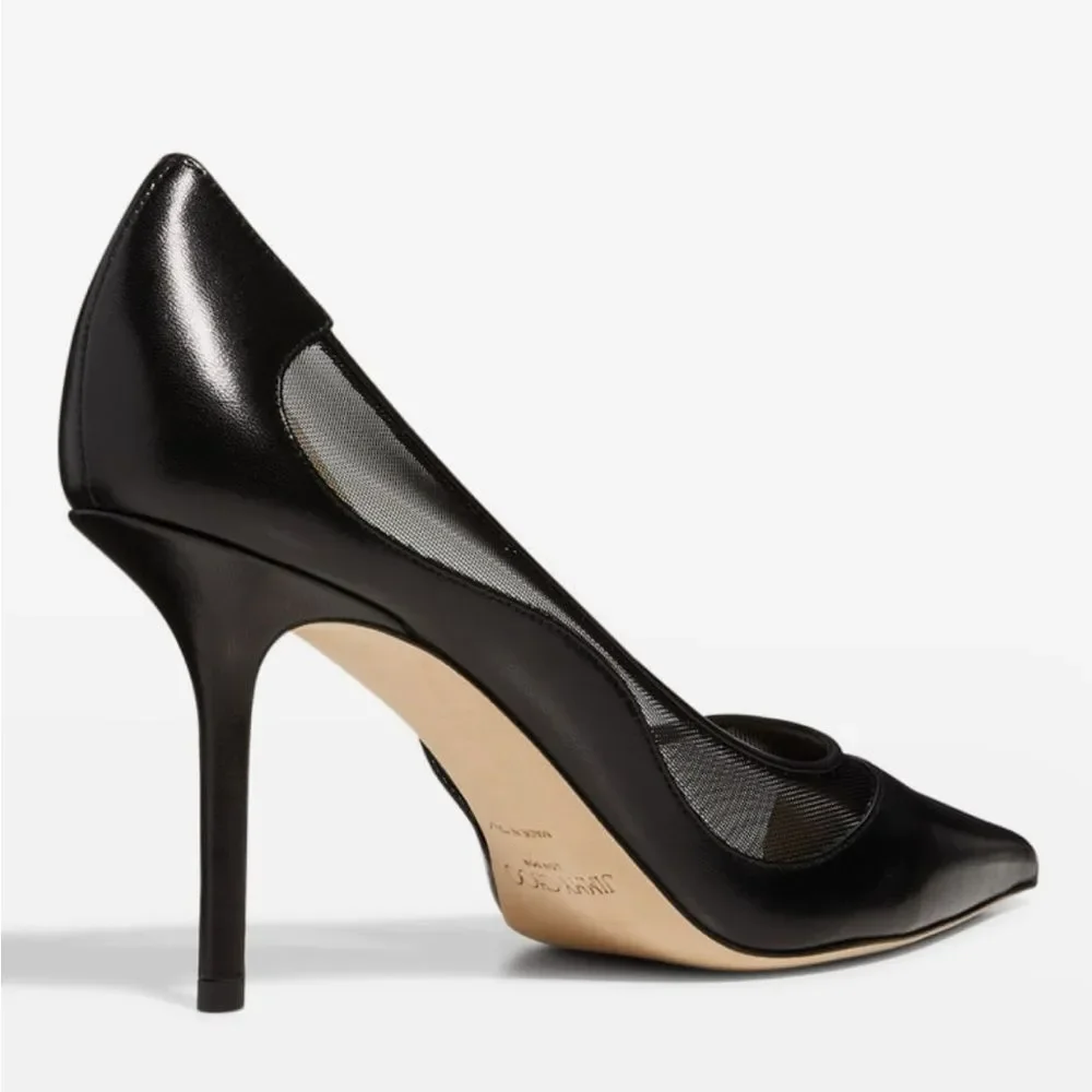 Jimmy Choo Love 85 Leather Mesh Pointed-Toe Pumps, New, Size 43 - Picture 5 of 16